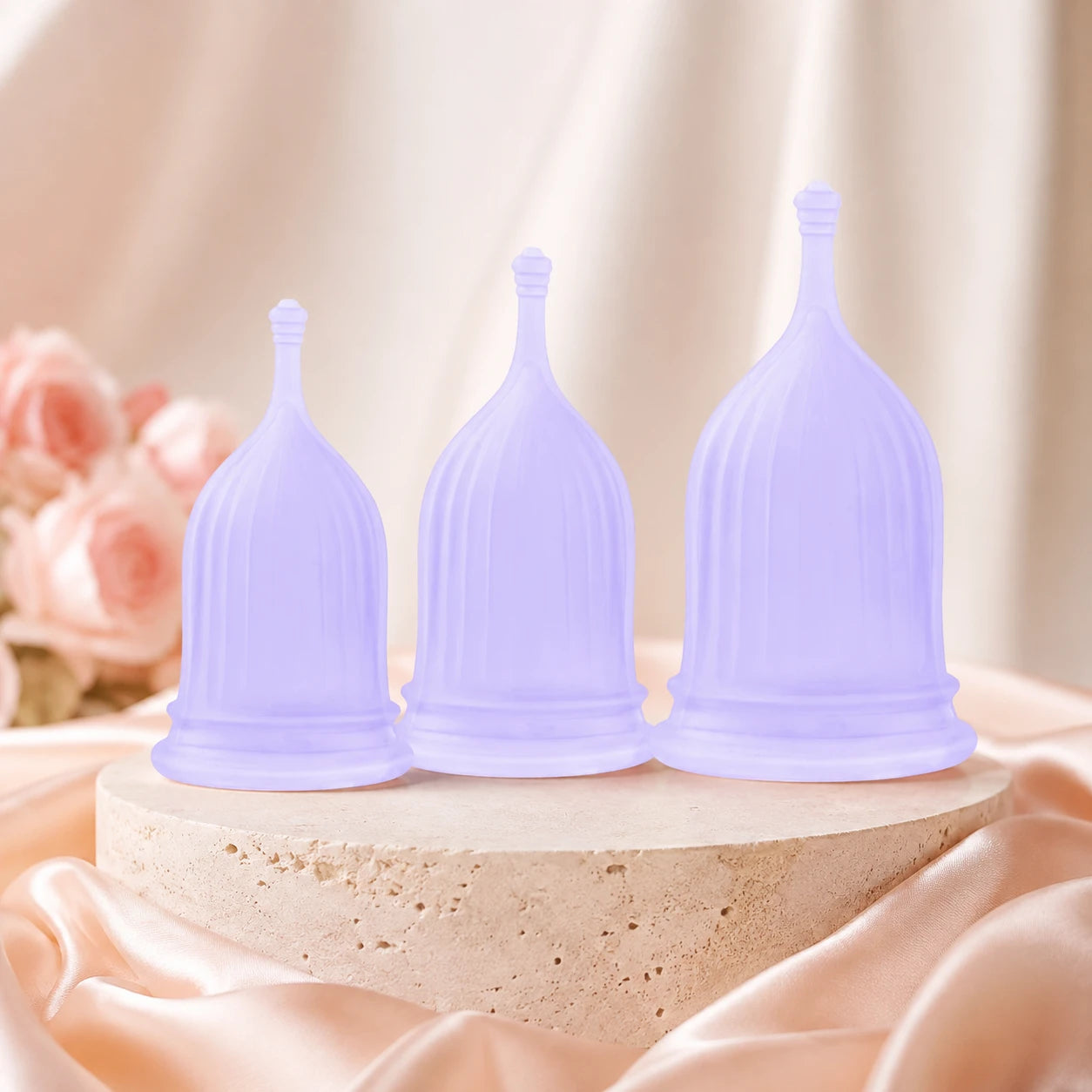 Menstrual Cups - Set of 3 Reusable Period Cups Soft Silicone Tampon and Pad Alternative