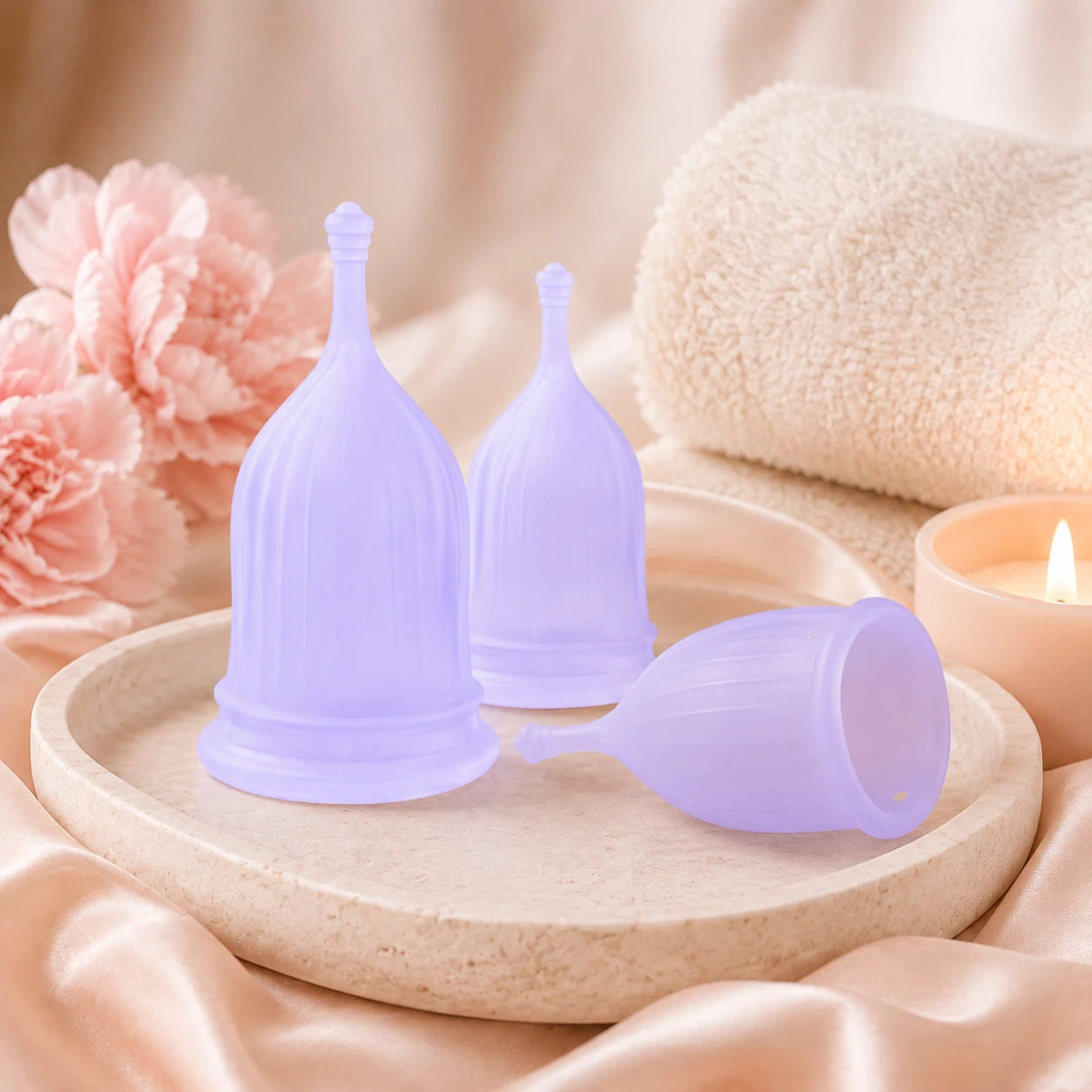 Menstrual Cups - Set of 3 Reusable Period Cups Soft Silicone Tampon and Pad Alternative